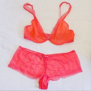 Princesse Tam Tam 32D Peach Lace Mesh Bra